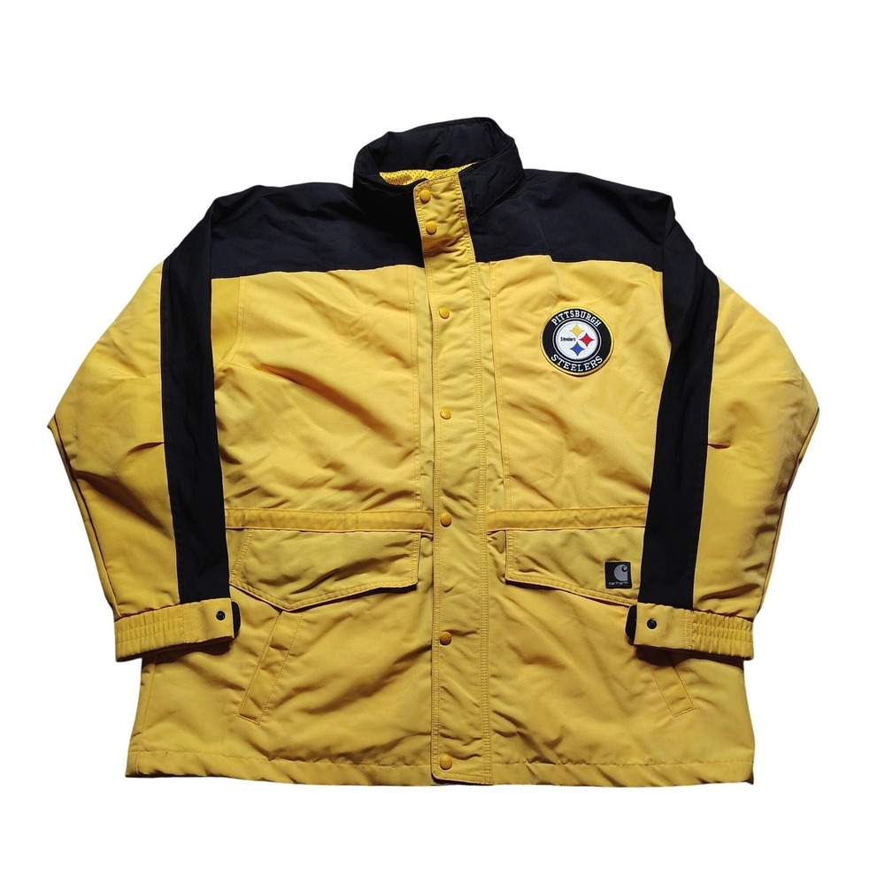 Carhartt Shoreline Windbreaker Jacket Mens XL Yellow Pittsburgh Steelers NFL C48